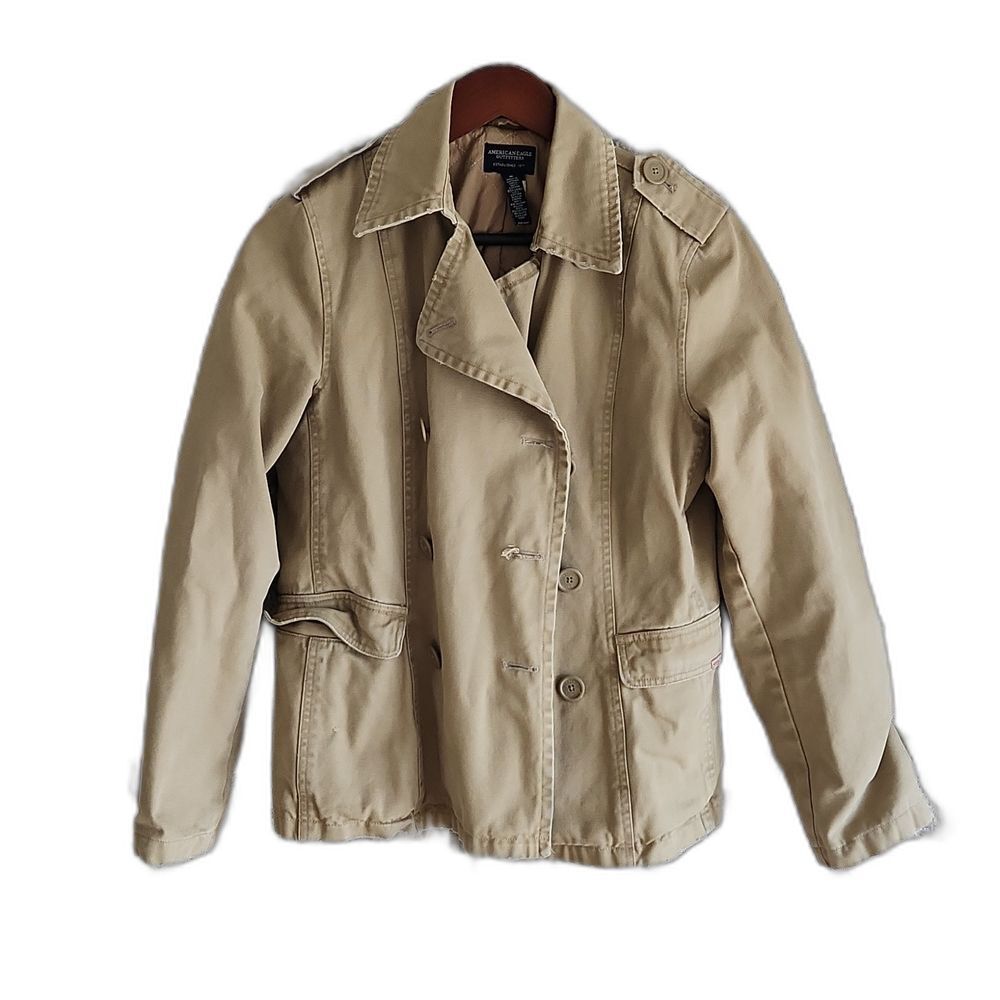 American Eagle 100% Cotton Peacoat in Tan